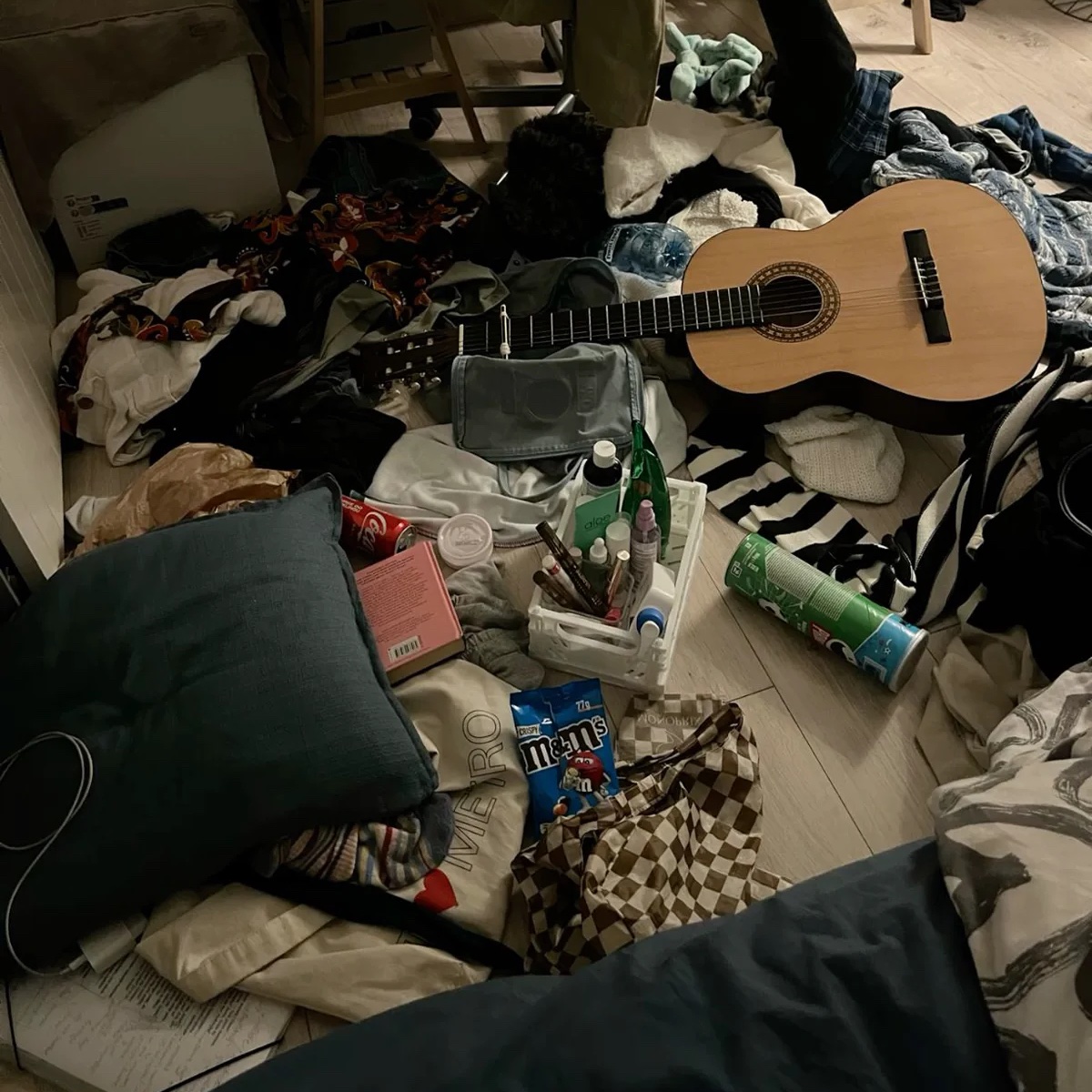 my room is a disaster, but at least i found my m&m's.