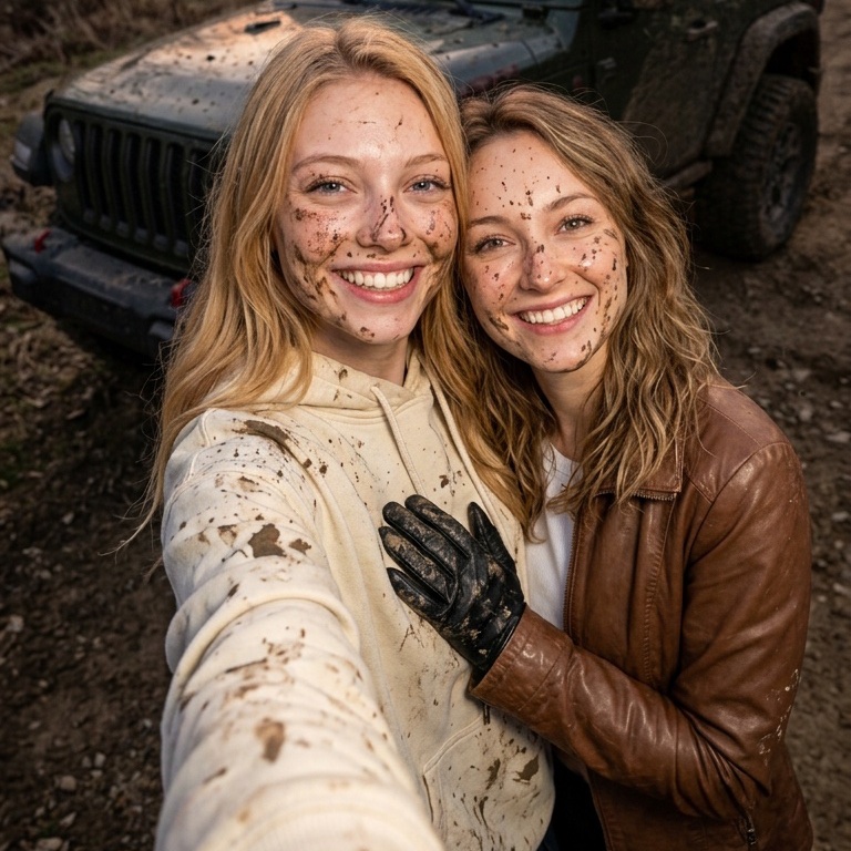 Can’t believe I got my car stuck again, but at least I had my best friend @Amy_Hunt09 to help push me out 😘😆 #stuckinthemud